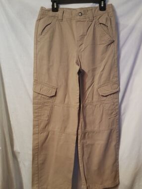 Kids' Tan Cargo Pants with Elastic Waist